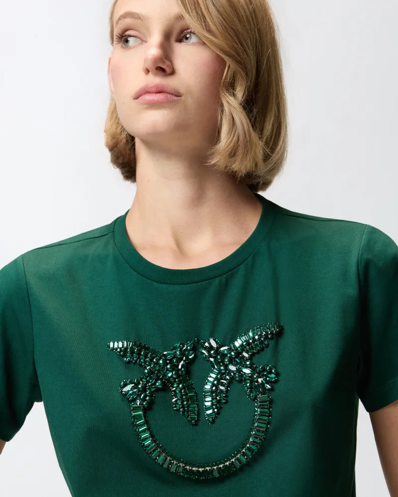 Pinko QUENTIN T-SHIRT JERSEY RICAMO FW25