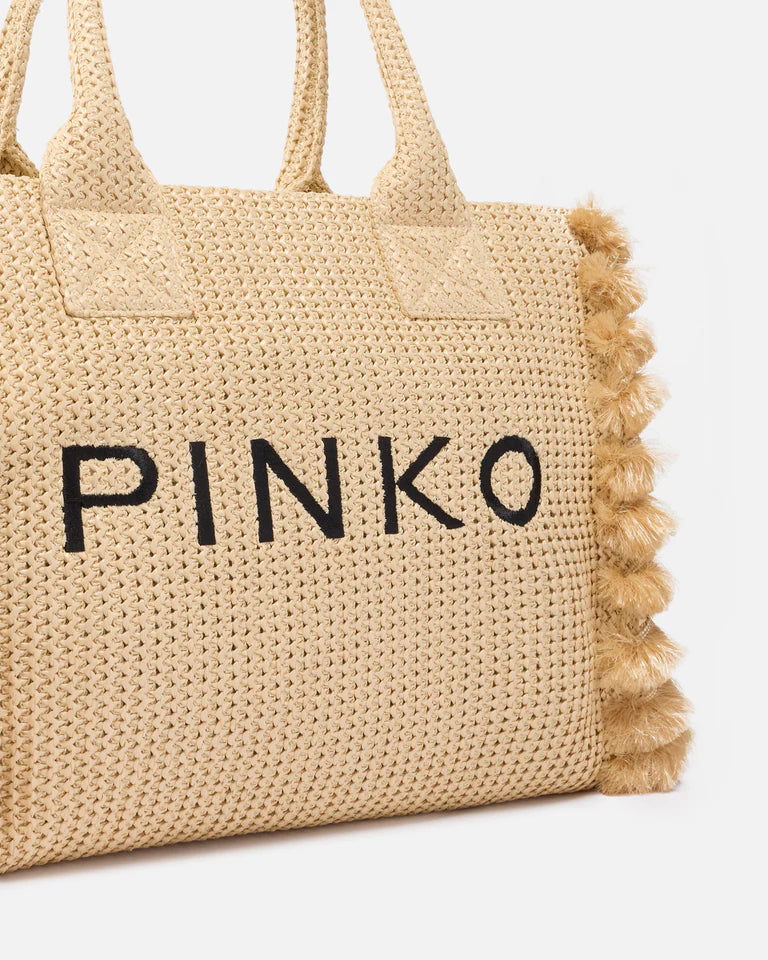 PINKO BEACH SHOPPER RAFIA SS26