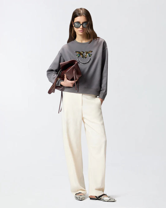 PINKO NELLY MAGLIA FELPA RICAMO LOGO SS26