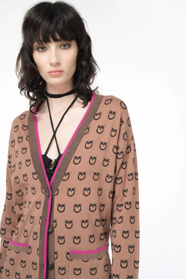 Pinko LAMA CARDIGAN TUBICO LOGO BIRD