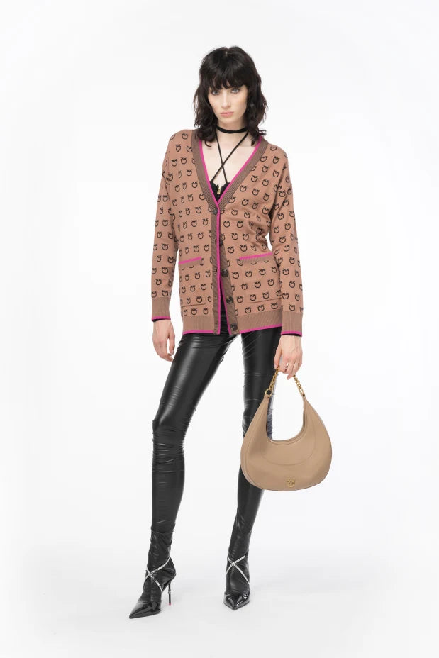 Pinko LAMA CARDIGAN TUBICO LOGO BIRD