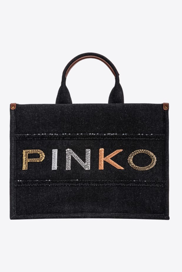 Pinko SHOPPER DENIM RICAMO LOGO