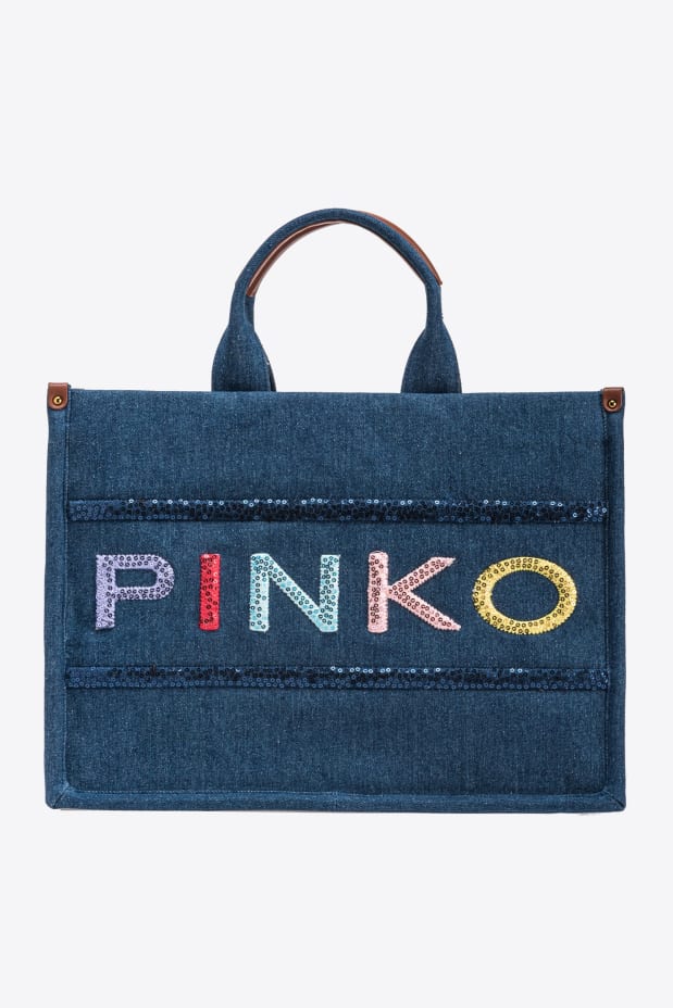 Pinko SHOPPER DENIM RICAMO LOGO
