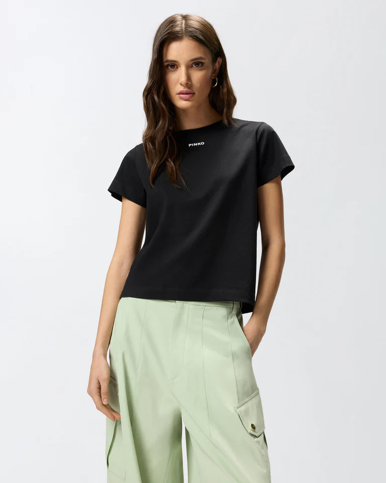 Pinko  BASICO T-SHIRT JERSEY LOGO STAMPA SS26