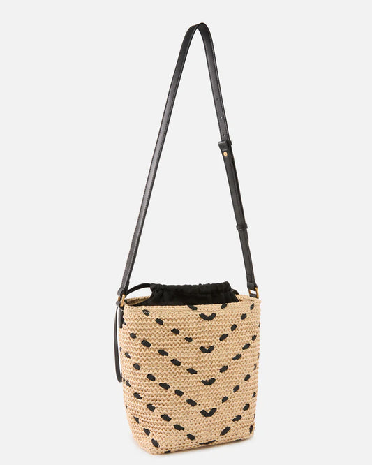 PINKO  BUCKET MINI CHEVRON RAFIA + V SS26