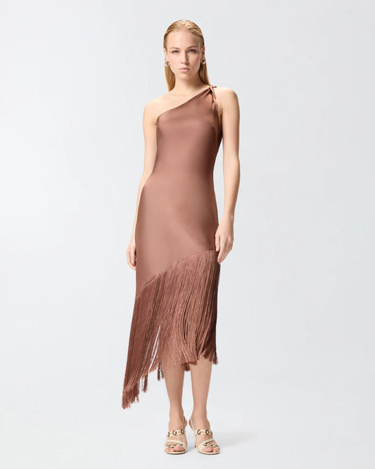 Pinko  KIWI ABITO SATIN CON FRANGE SS26
