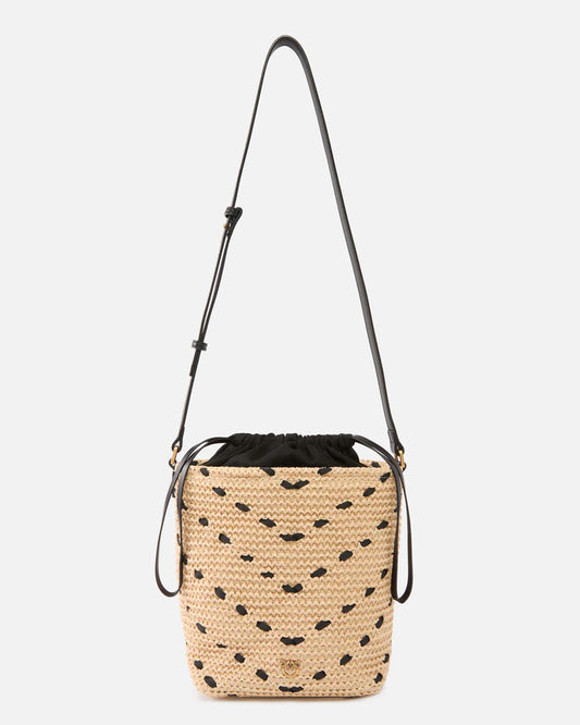PINKO  BUCKET MINI CHEVRON RAFIA + V SS26