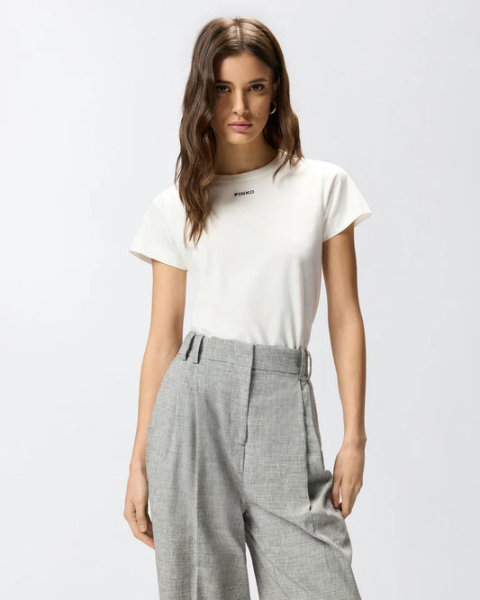 Pinko  BASICO T-SHIRT JERSEY LOGO STAMPA SS26