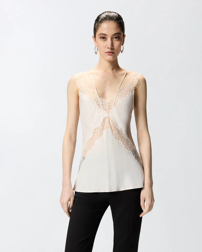 Pinko  LYDIA TOP TWILL CON PIZZO SS26