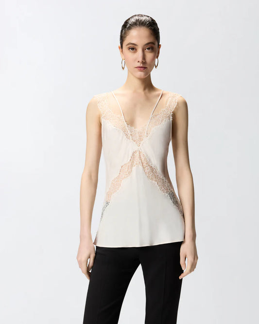 Pinko  LYDIA TOP TWILL CON PIZZO SS26