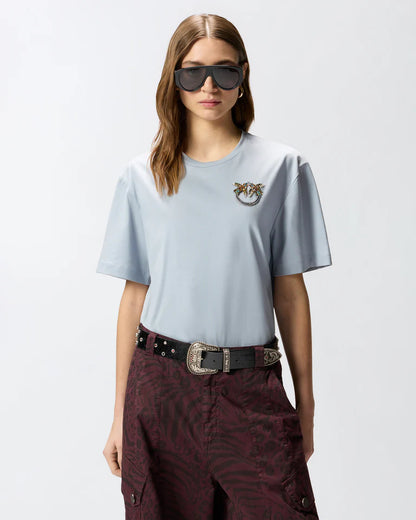 PINKO  STREPITOSO T-SHIRT JERSEY RICAMO SS26