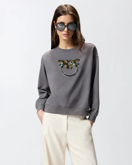 PINKO  NELLY MAGLIA FELPA RICAMO LOGO SS26