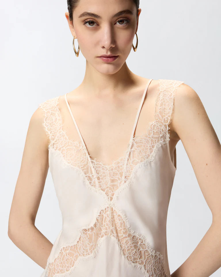 Pinko  LYDIA TOP TWILL CON PIZZO SS26