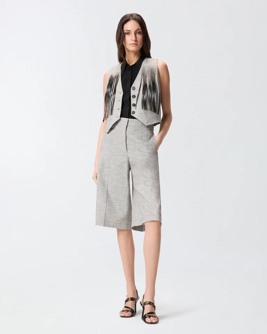 Pinko  BORETTO GILET FIAMMATO LINO COTONE SS26