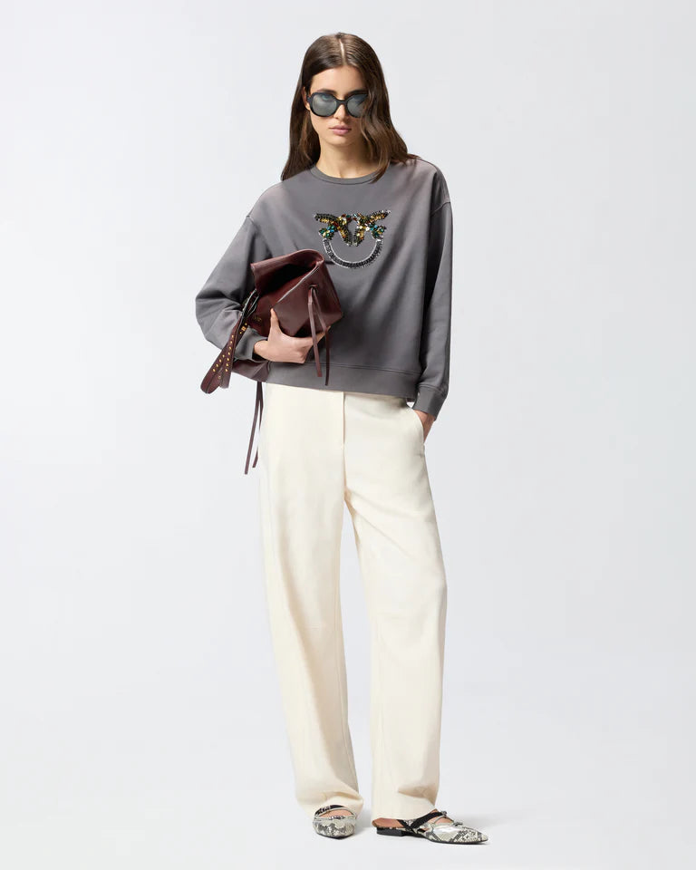 PINKO  NELLY MAGLIA FELPA RICAMO LOGO SS26