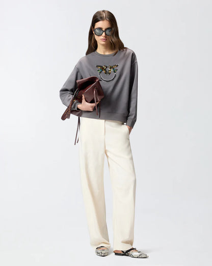 PINKO  NELLY MAGLIA FELPA RICAMO LOGO SS26