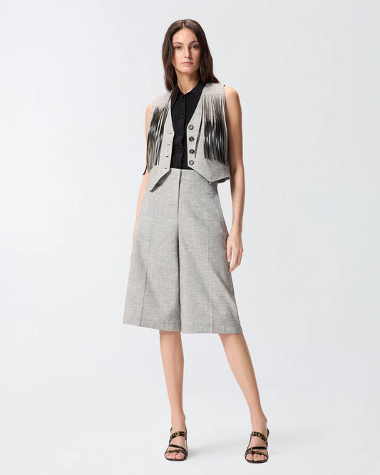 PINKO  ANGERA BERMUDA FIAMMATO LINO COTONE SS26