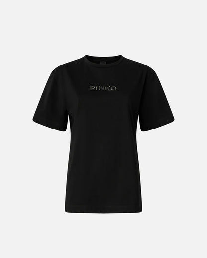 PINKO  STREPITOSO T-SHIRT JERSEY LOGO SS26