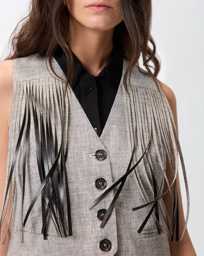 Pinko  BORETTO GILET FIAMMATO LINO COTONE SS26
