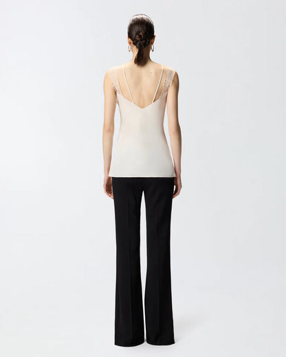 Pinko  LYDIA TOP TWILL CON PIZZO SS26