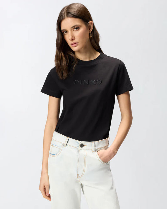 PINKO  START T-SHIRT JERSEY PATCH RICAMO FW25