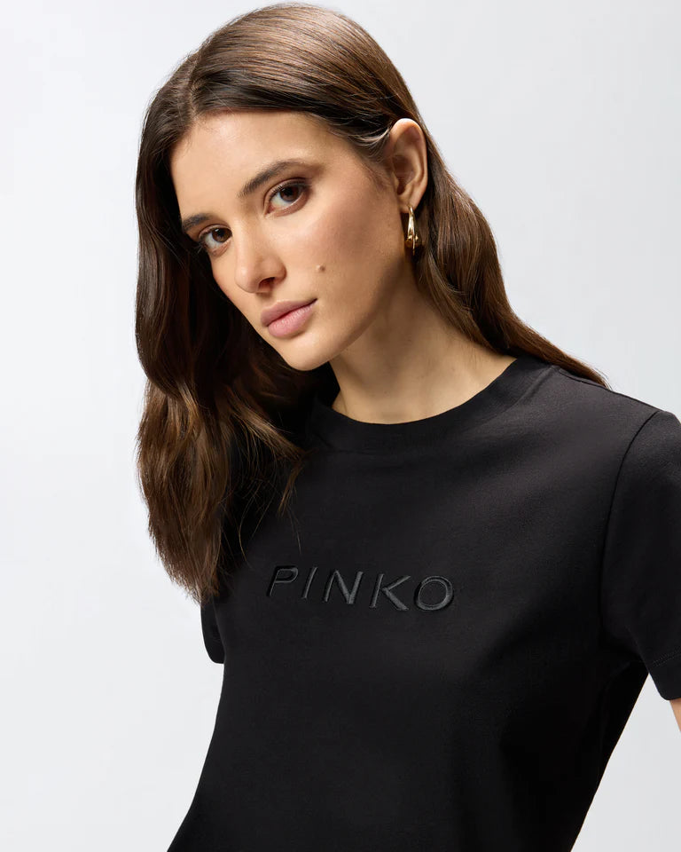 PINKO  START T-SHIRT JERSEY PATCH RICAMO FW25