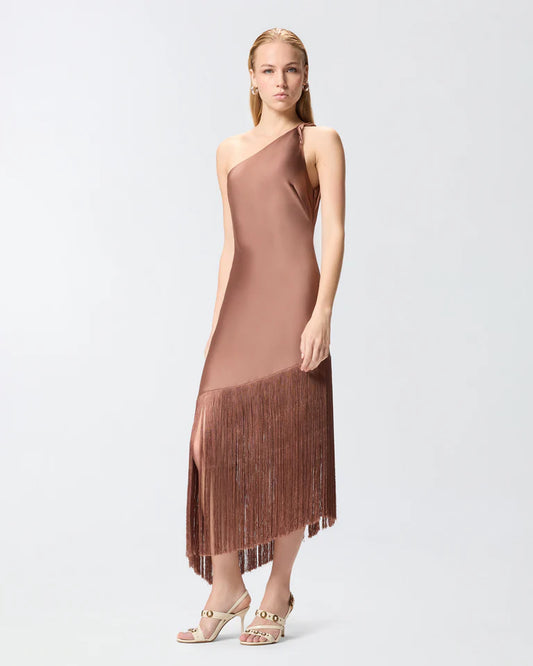 Pinko  KIWI ABITO SATIN CON FRANGE SS26