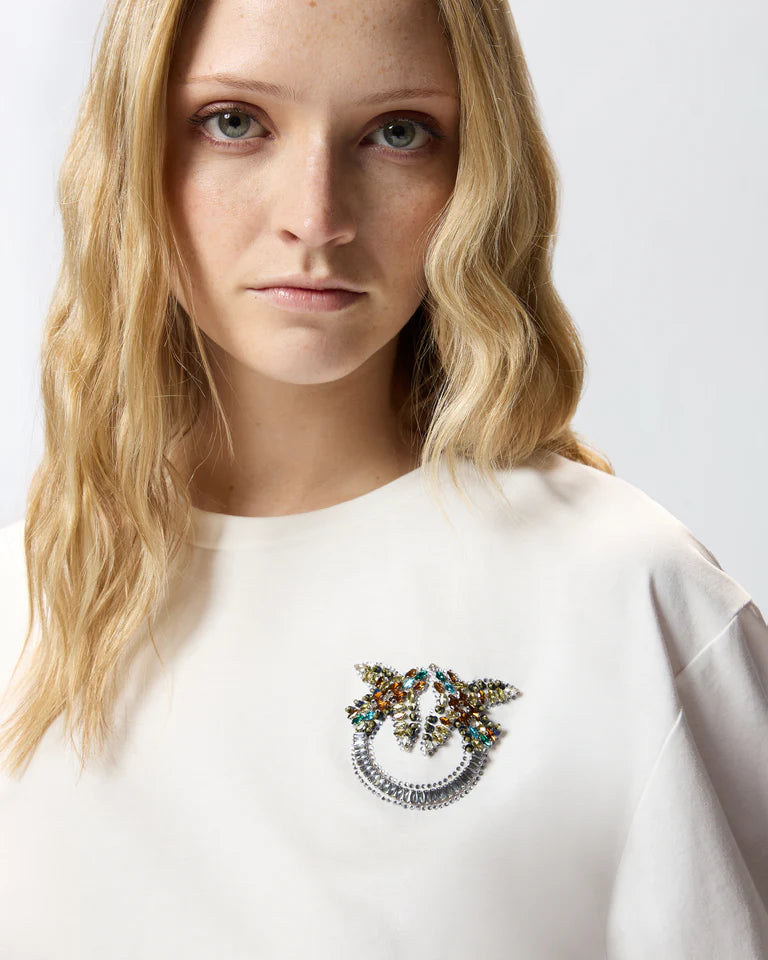 PINKO  STREPITOSO T-SHIRT JERSEY RICAMO SS26