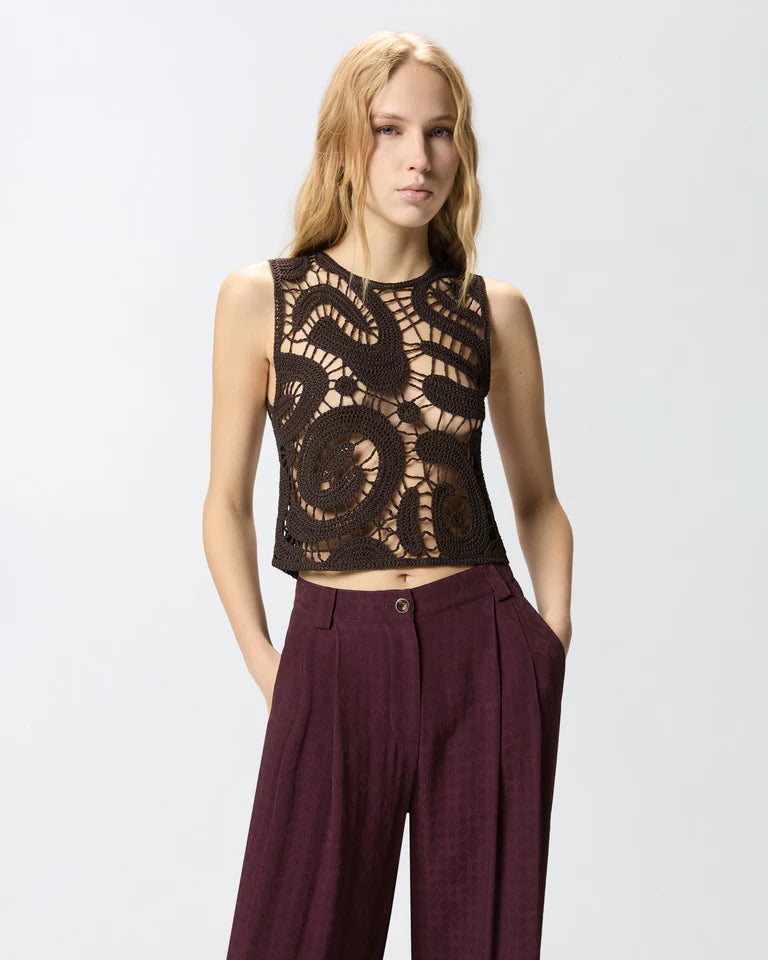 Pinko  ERUZIONE TOP CROCHET GEOMETRIC SS26