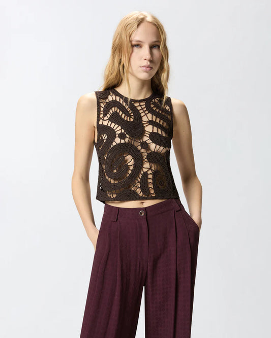 Pinko  ERUZIONE TOP CROCHET GEOMETRIC SS26