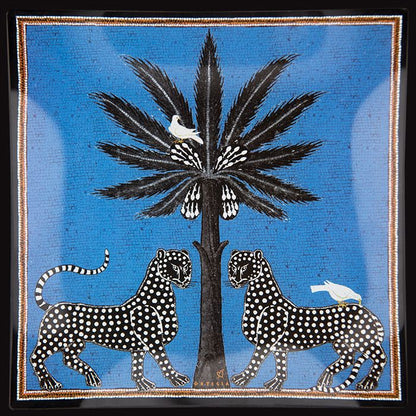 ORTIGIA SICILIA GLASS PLATE SQUARE BLUE MOSAICO-2237